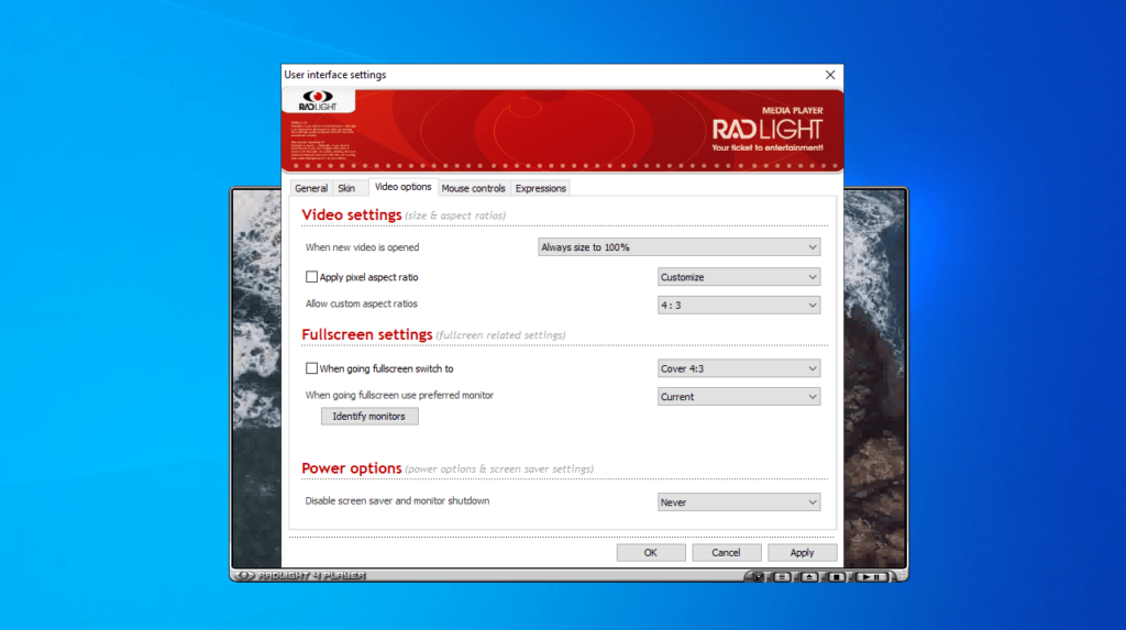 RadLight Video options