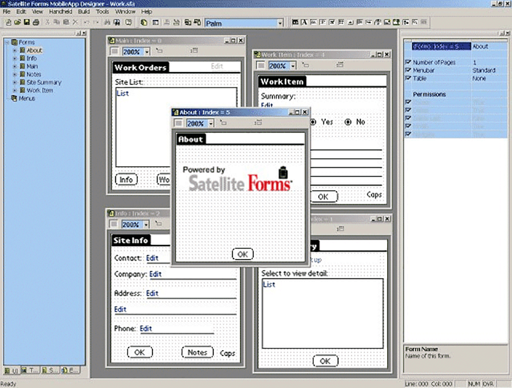 Satellite Forms Main interface