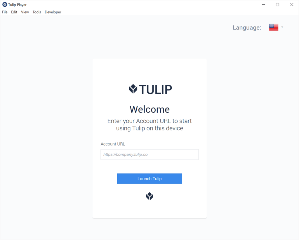 Tulip Player Login page