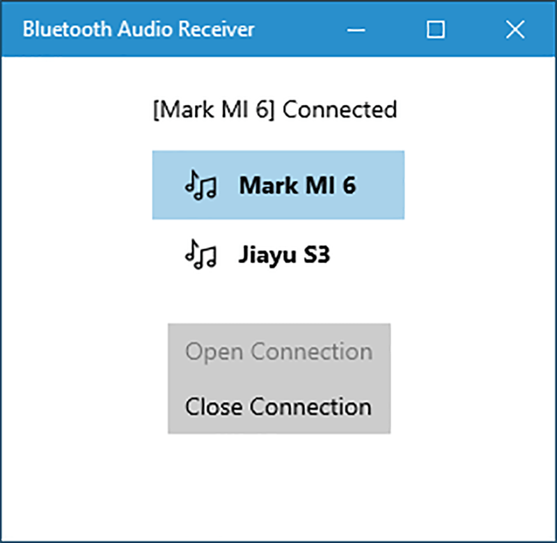 Bluetooth Audio Receiver Connected devices