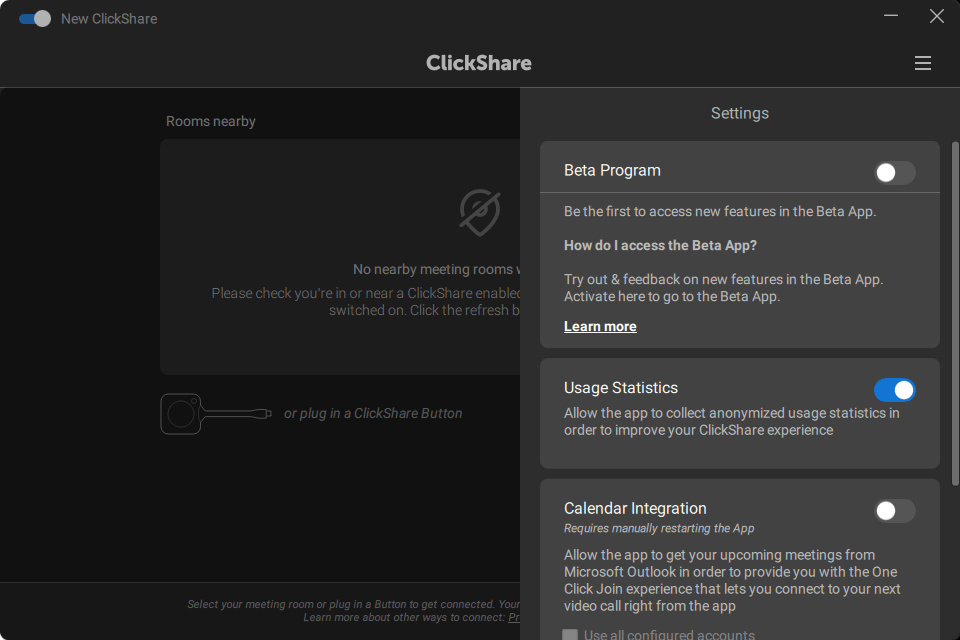 ClickShare General preferences