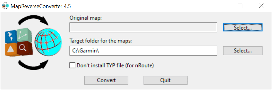 MapReverseConverter File selection