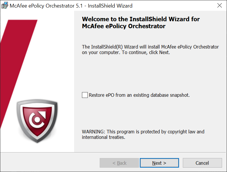 McAfee ePolicy Orchestrator Setup