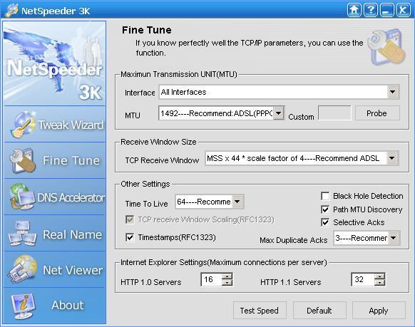 NetSpeeder Fine tune settings