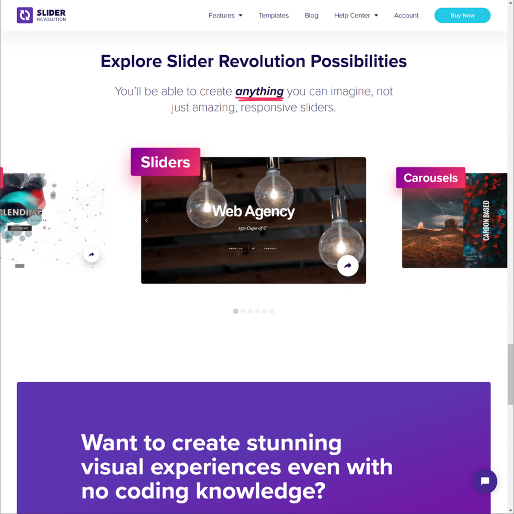 Slider Revolution Stunning visuals