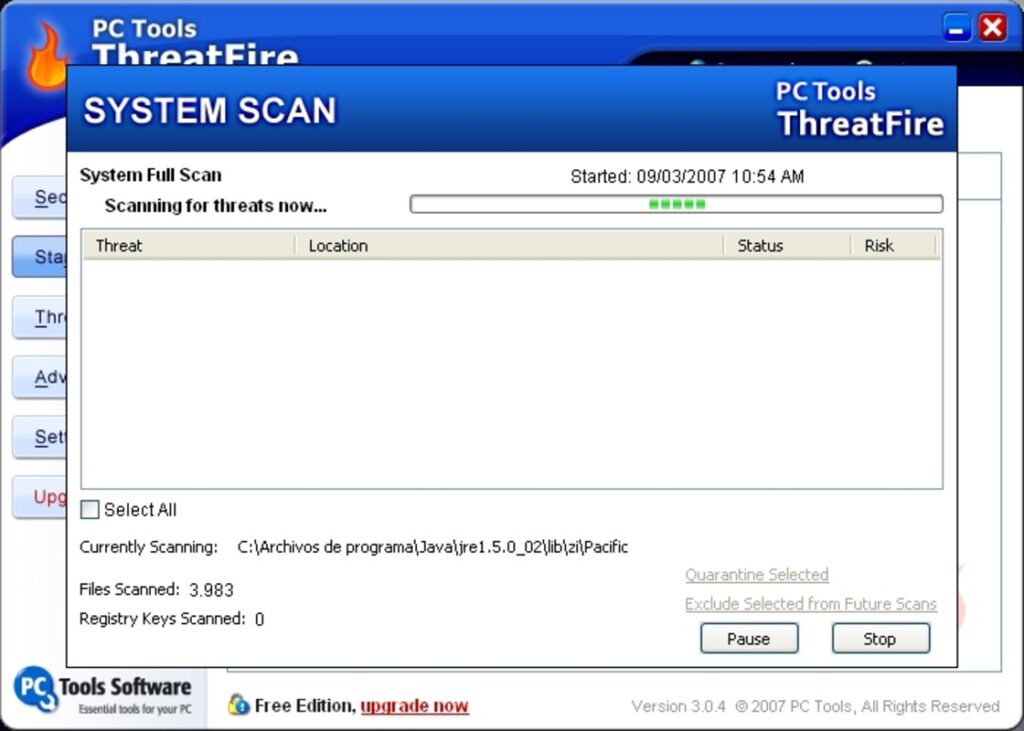 ThreatFire System scan