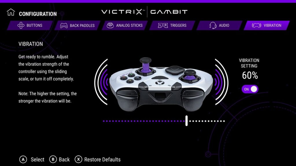Victrix Control Hub Adjust vibration