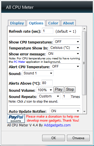 All CPU Meter General parameters