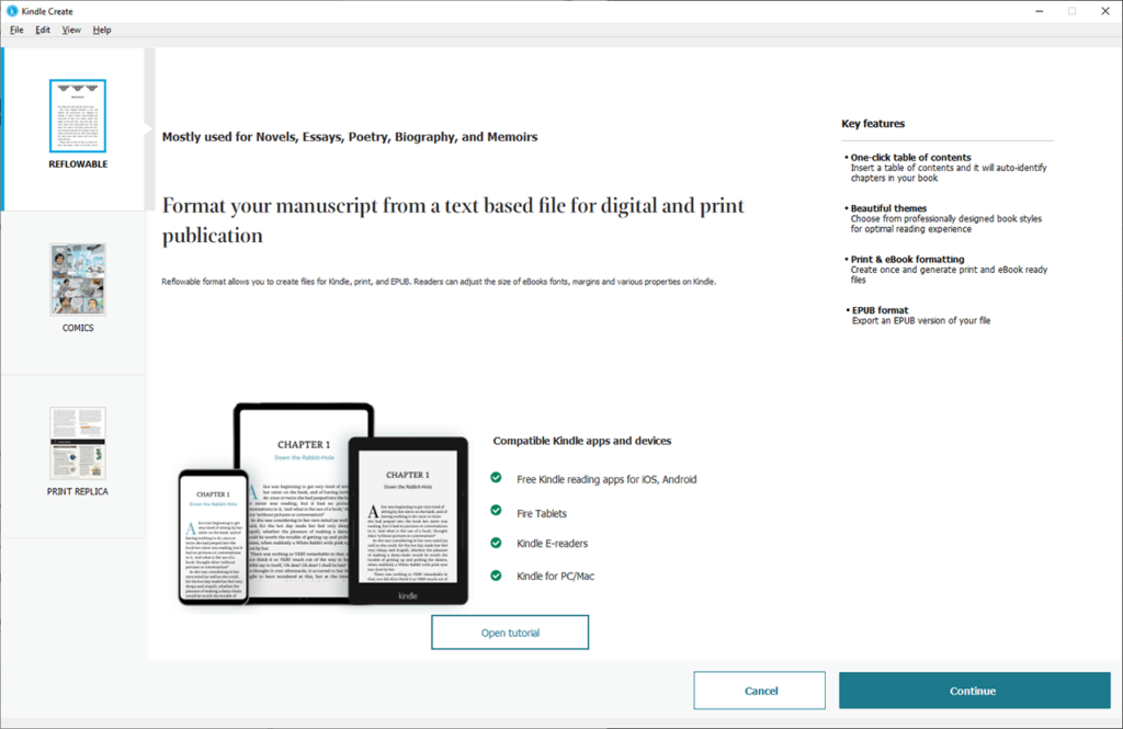 Kindle Create Supported content formats