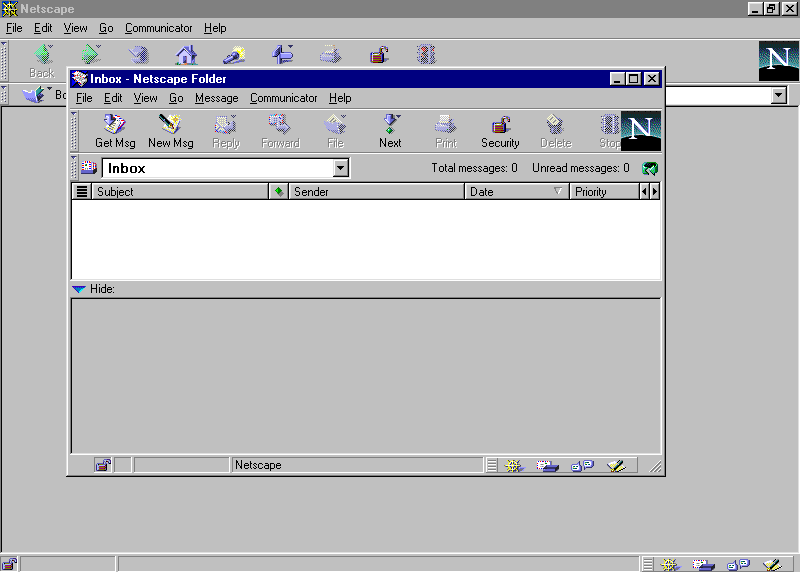 Netscape Communicator Email inbox