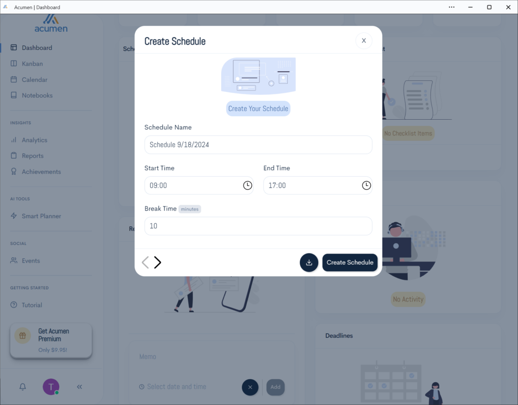 Acumen Schedule parameters