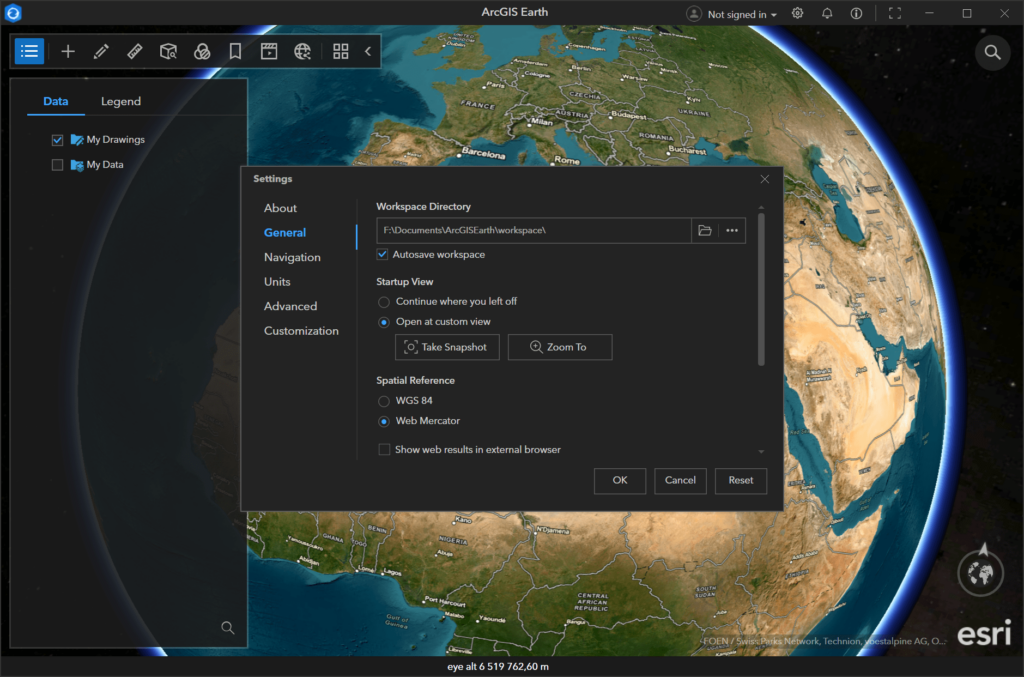 ArcGIS Earth General settings