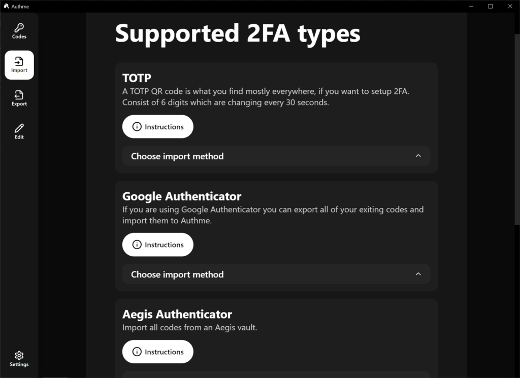 Authme Supported 2FA types