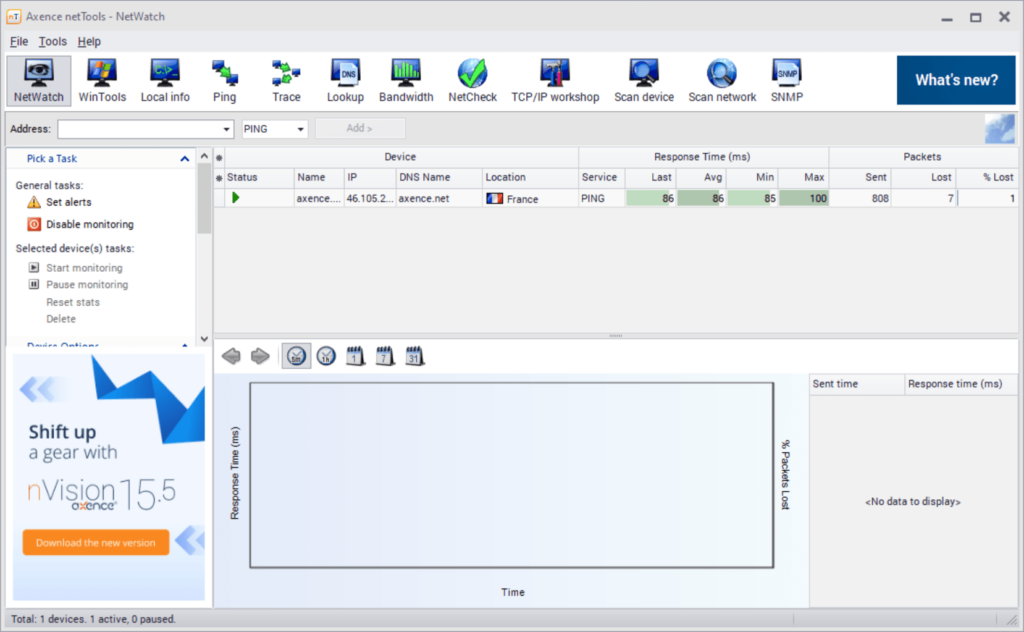 Axence NetTools Active connections