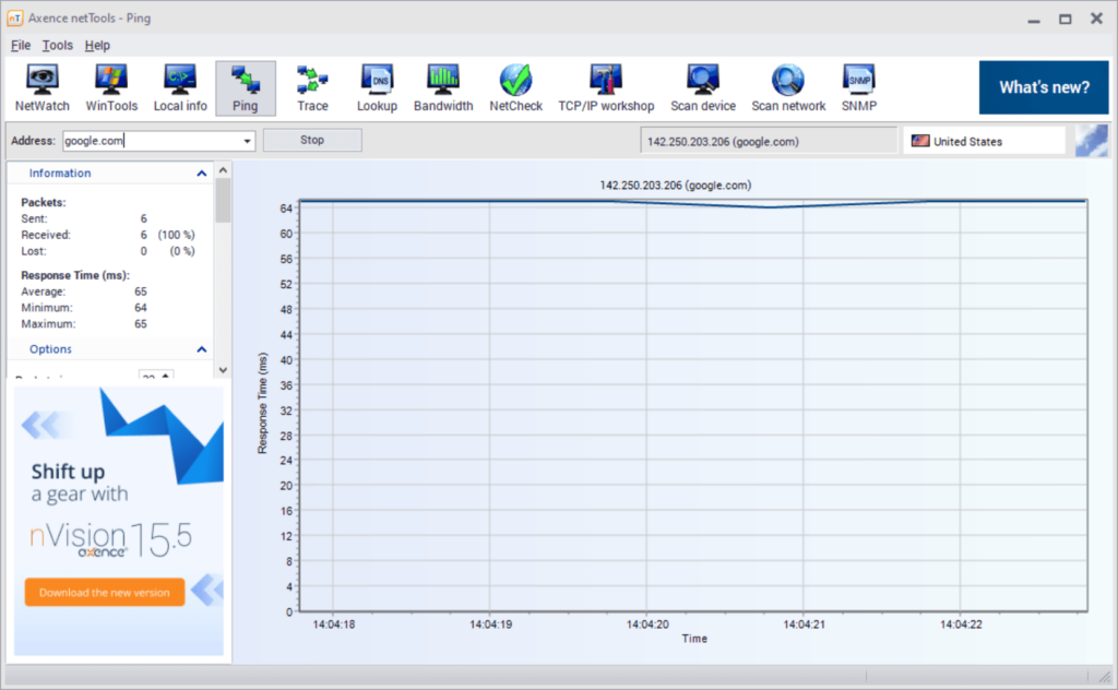 Axence NetTools Server pinging