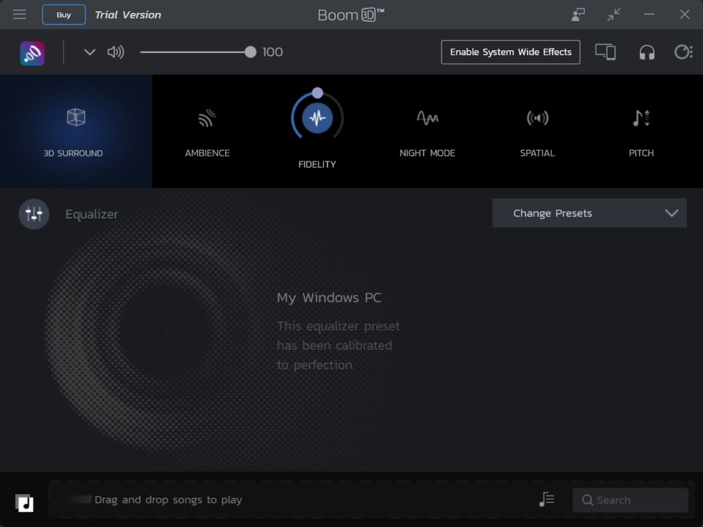 Boom 3D Audio settings