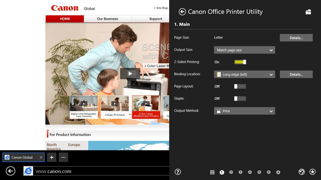 Canon Office Printer Utility Advanced preferences