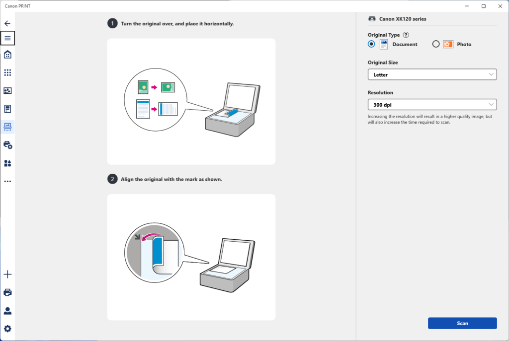 Canon PRINT Scanning process