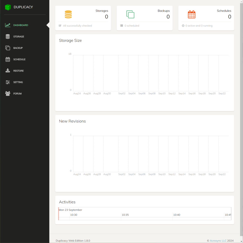 Duplicacy Web dashboard