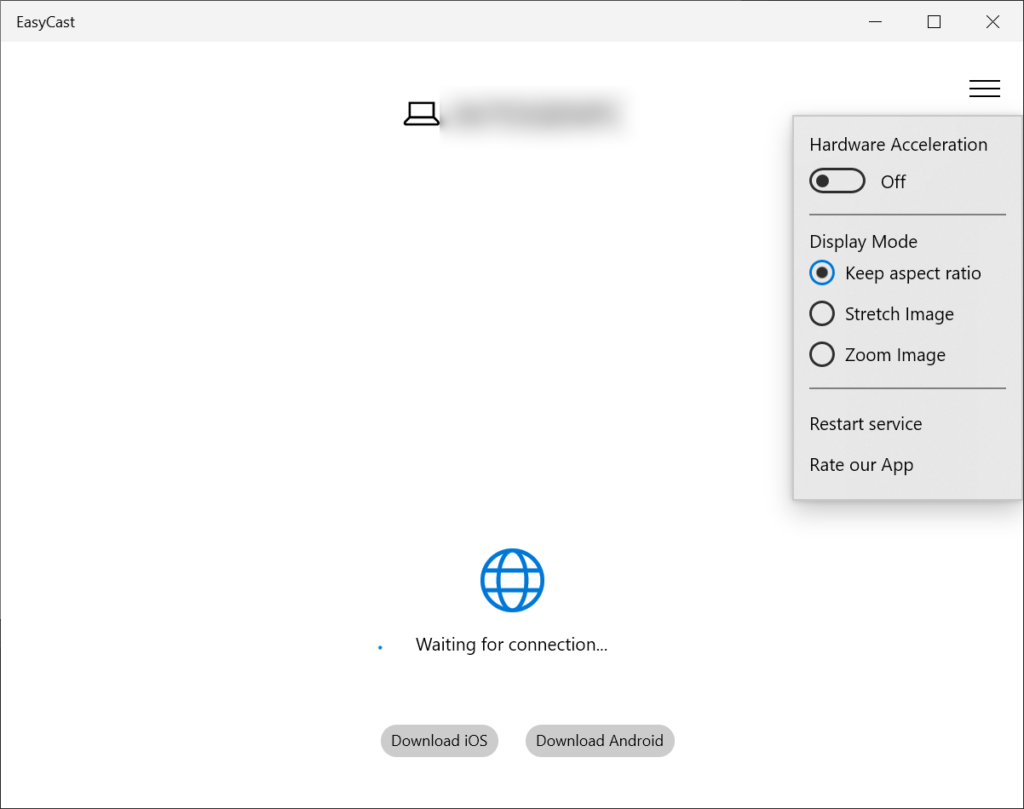 EasyCast Display parameters