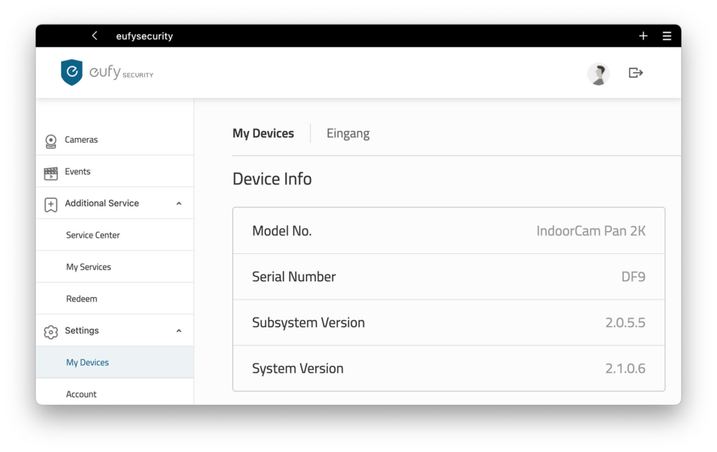 Eufy Device information