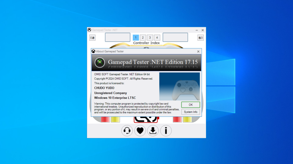 Gamepad Tester NET About