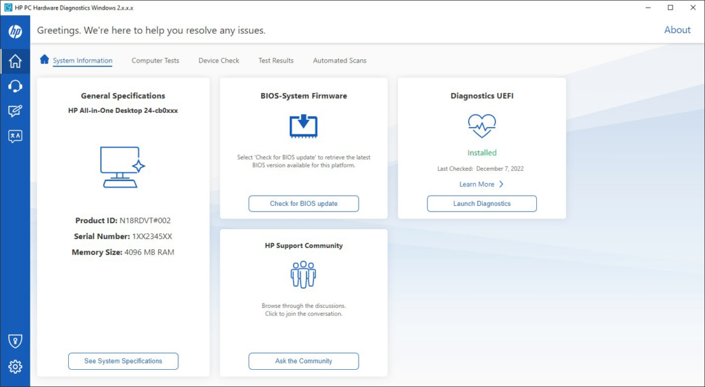 HP PC Hardware Diagnostics BIOS update