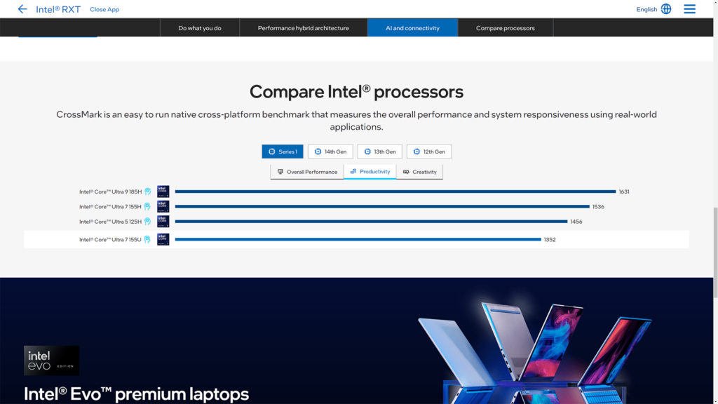 Intel Retail Experience Tool CPU comparison