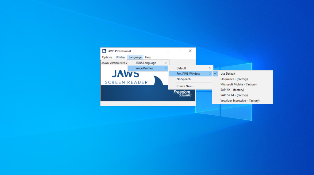 JAWS Select voice profile