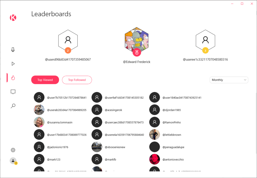 Karaoke One Leaderboards