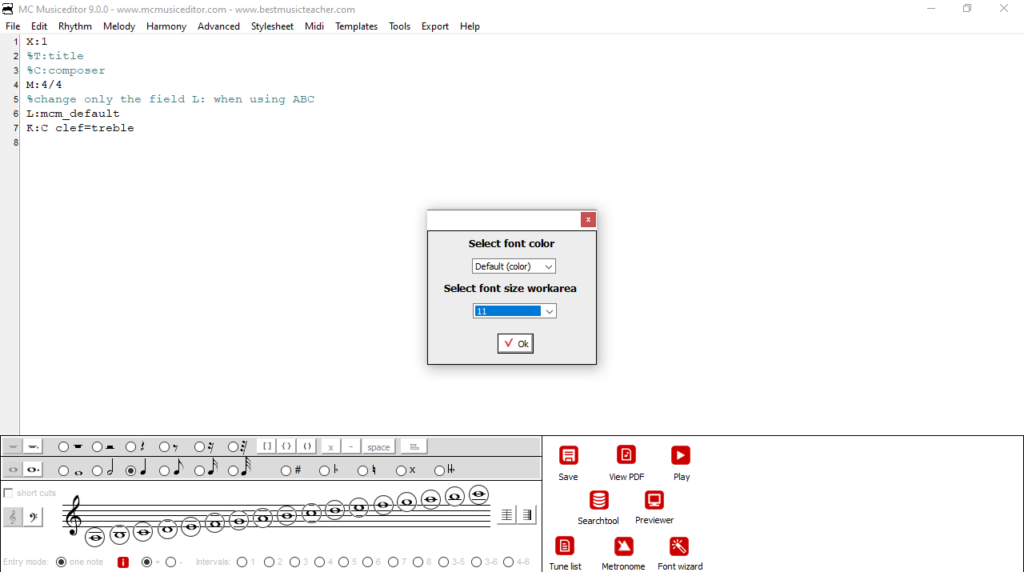 MC Musiceditor Font wizard