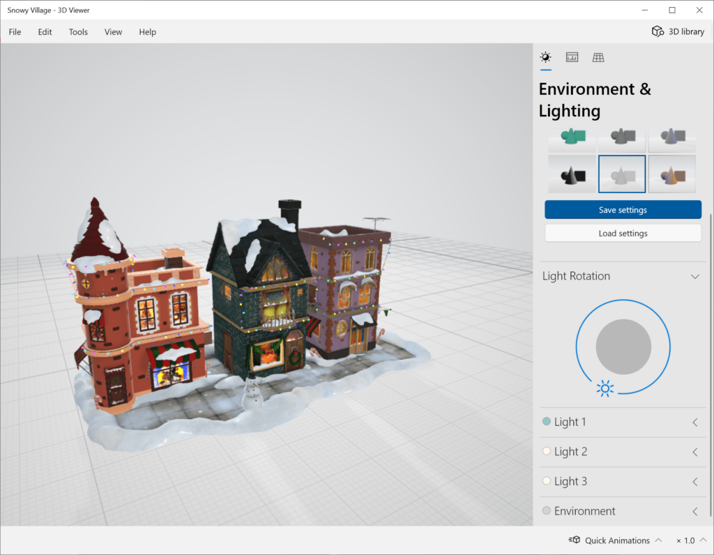 Microsoft 3D Viewer Lighting parameters