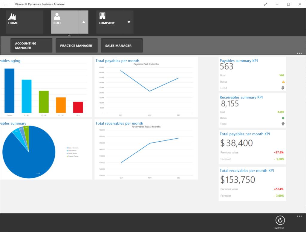 Microsoft Dynamics Business Analyzer Role selection