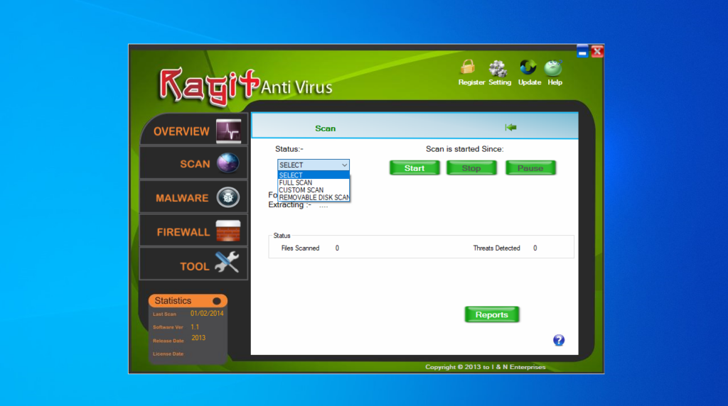 Ragit AntiVirus Scan modes