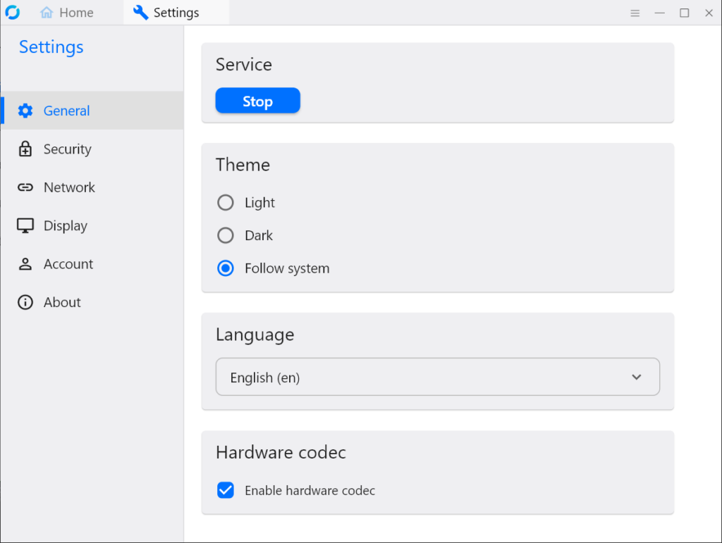 RustDesk Program preferences