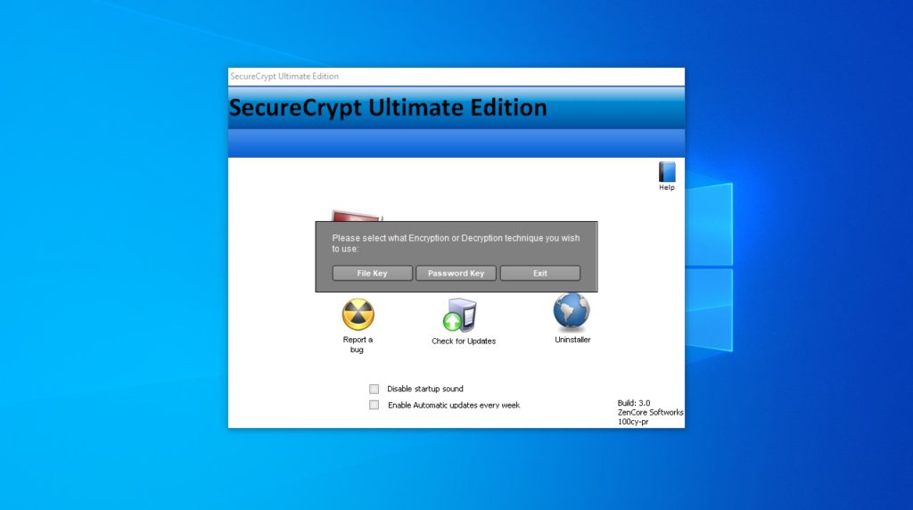 SecureCrypt Ultimate Edition Select technique