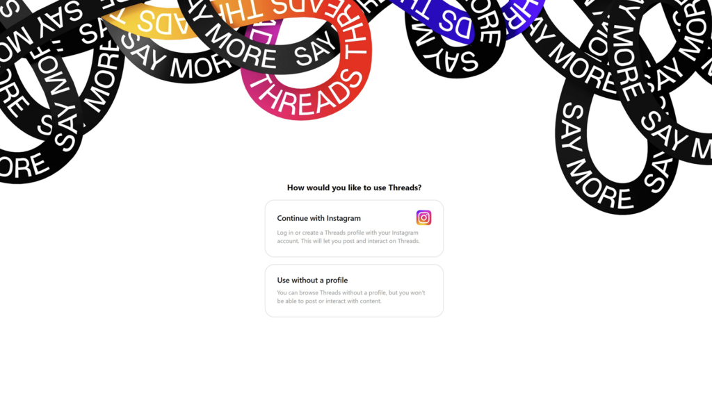 Threads Instagram Login page