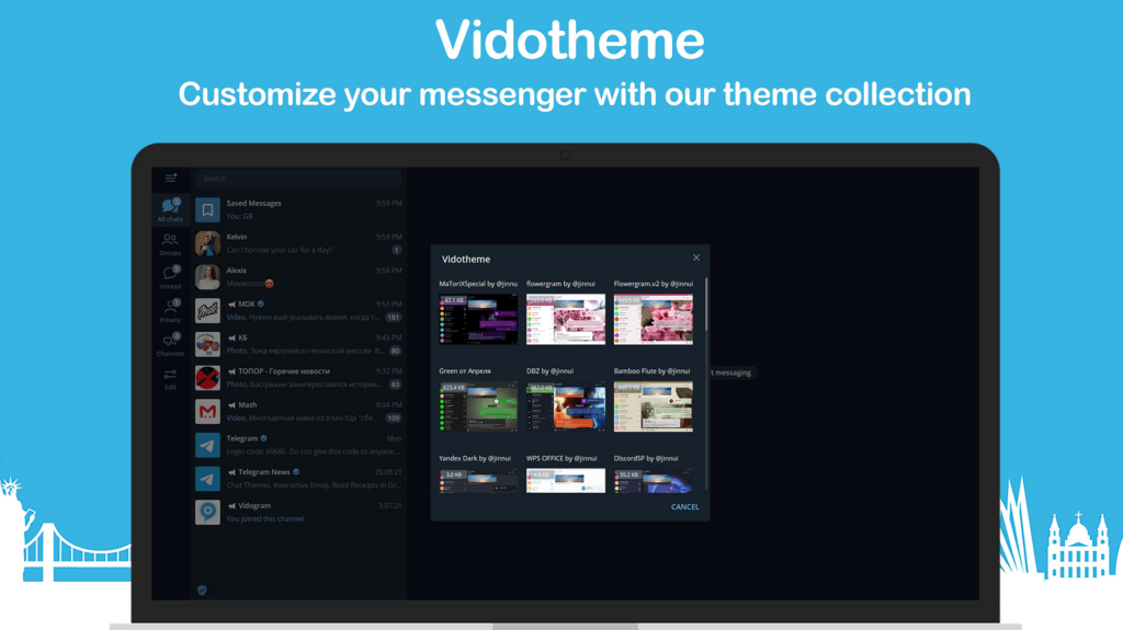 Vidogram Included interface themes