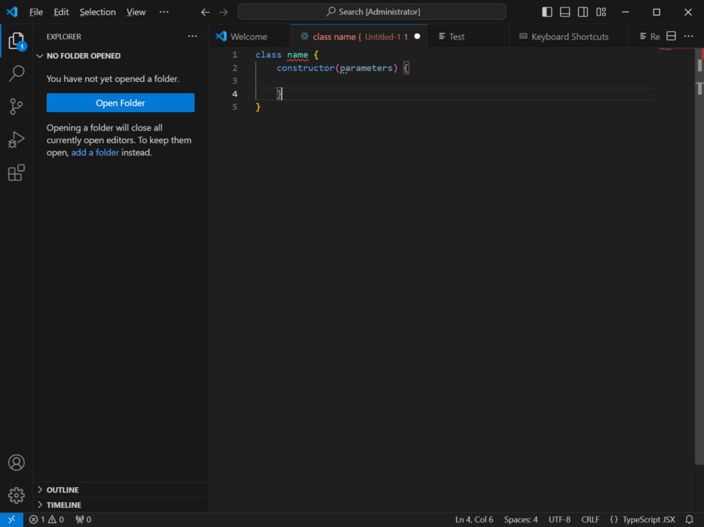 Visual Studio Code Class template