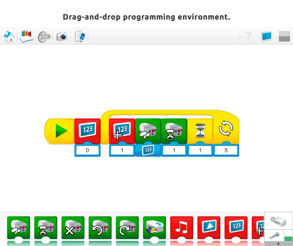 WeDo 2.0 LEGO Education Drag and drop functionality