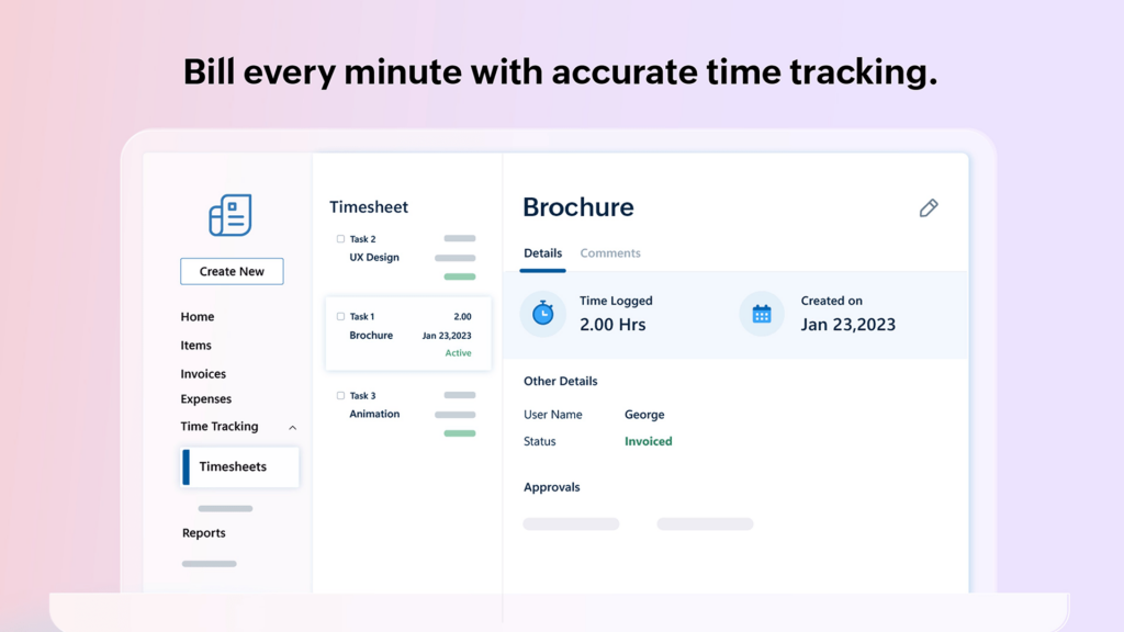 Zoho Invoice Time tracking tools