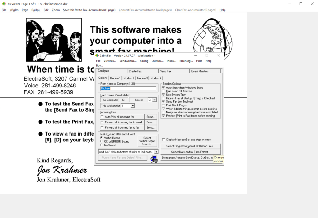 32bit Fax General options