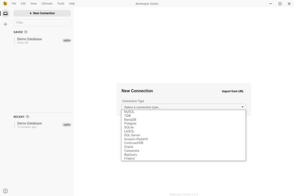 Beekeeper Studio Supported connection types