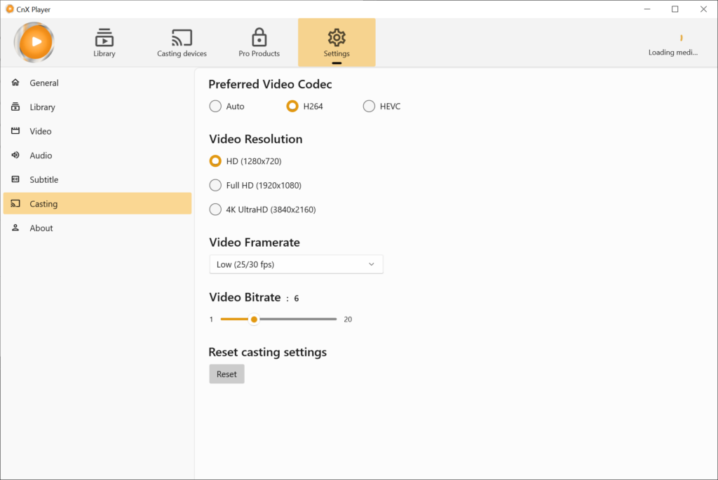 CnX Media Player Casting parameters