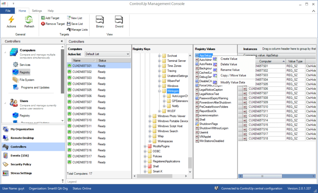 ControlUp Registry editor