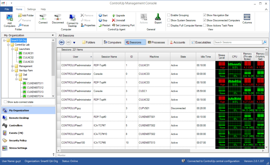 ControlUp Session management