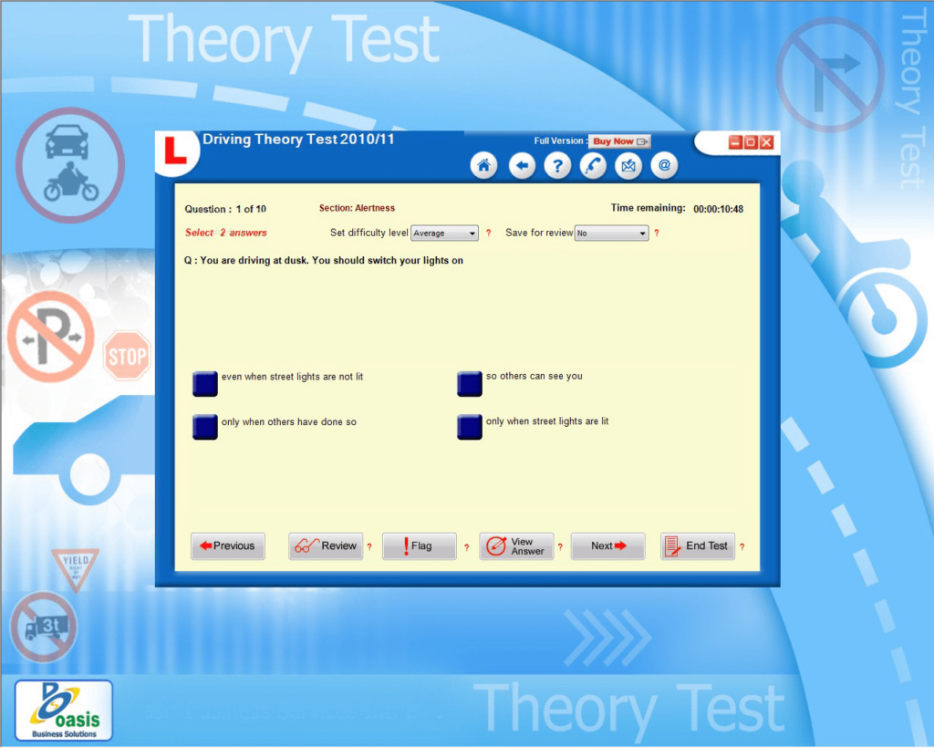 Driving Theory Test Software Multi-choice question