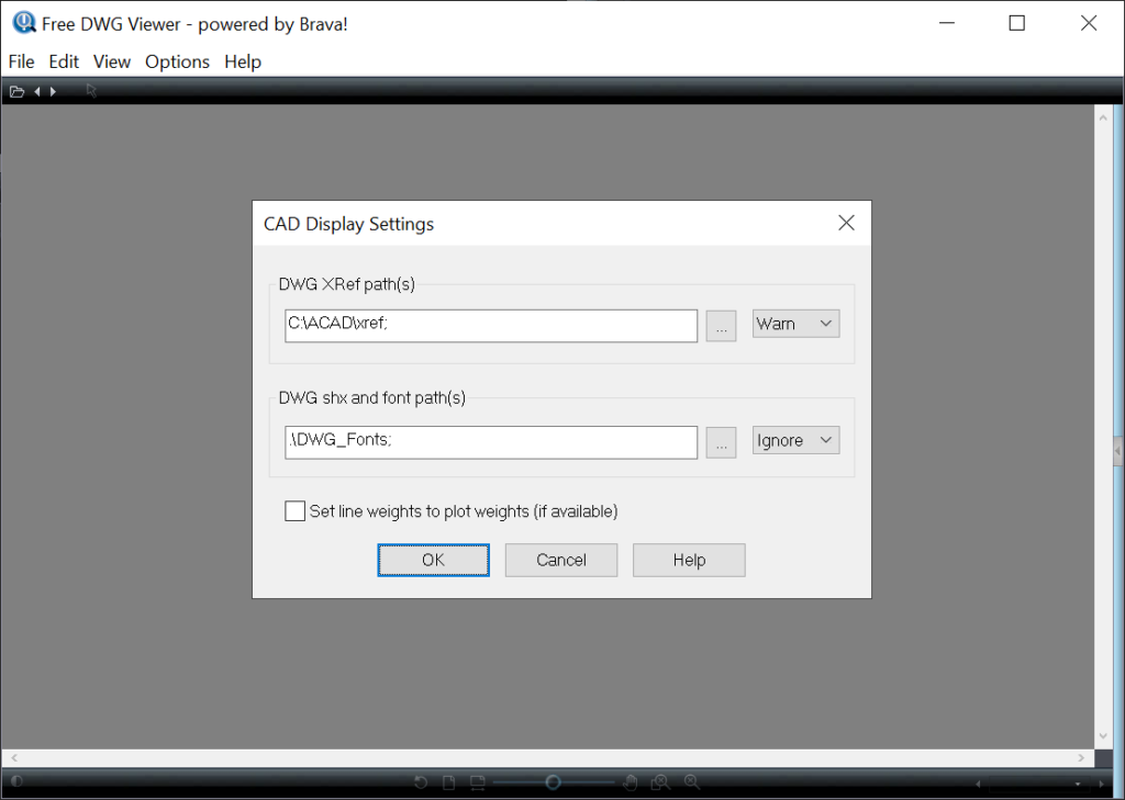 DWG Viewer Display settings