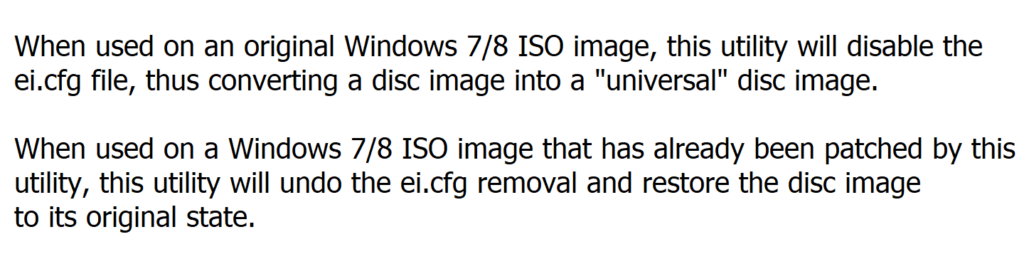 ei cfg Removal Utility Usage instructions