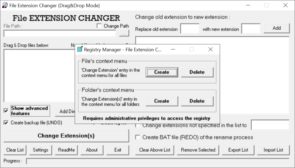 File Extension Changer Context menu integration